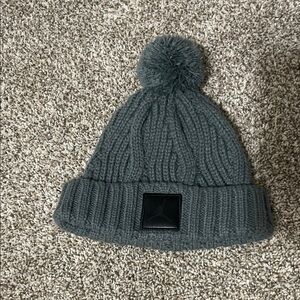 Jordan Gray Knit Beanie with Pom